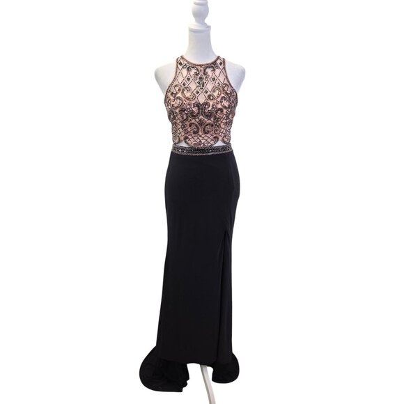 Sherri Hill Dresses & Skirts - Sherri Hill Two Piece Shimmery Sleeveless Cross Stitch Beaded Gown Size 4